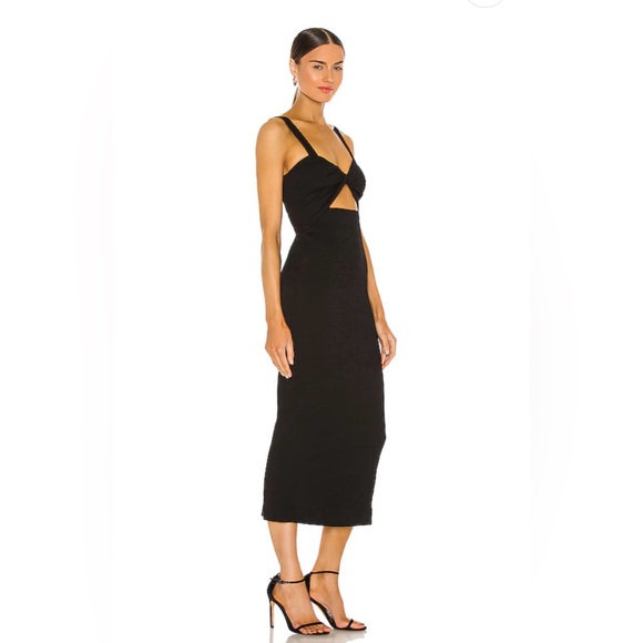 Shona Joy - Simone Fitted Cut Out Midi Dress in Black - Picture 2 of 4